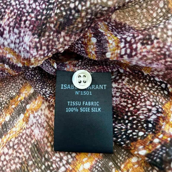 ISABEL MARANT ETOILE silk long sleeve abstract bohemian blouse sheer size 10 - Picture 11 of 12